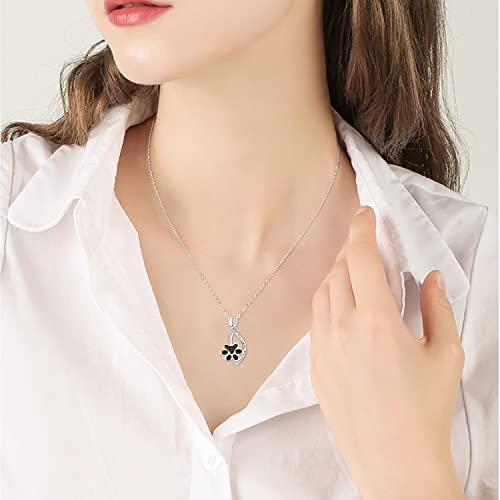 Dreamboat Urn Necklace for Dog Cat Ashes 925 Sterling Silver Pet Cremation Memorial Pendant Paw Print Ash Keepsake Jewelry for Women - color: Silver