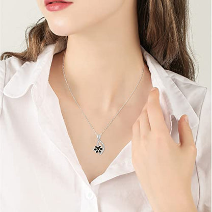 Dreamboat Urn Necklace for Dog Cat Ashes 925 Sterling Silver Pet Cremation Memorial Pendant Paw Print Ash Keepsake Jewelry for Women - color: Silver