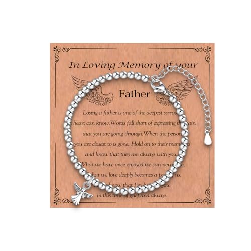 Sympathy Gifts for Loss of Loved One, Memorial Bereavement Gifts for Loss of Mother Father Husband Pets, Angel Bracelet Beads for Women - style: loss of father
