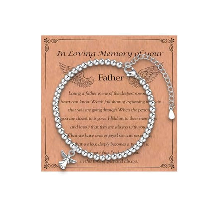 Sympathy Gifts for Loss of Loved One, Memorial Bereavement Gifts for Loss of Mother Father Husband Pets, Angel Bracelet Beads for Women - style: loss of father
