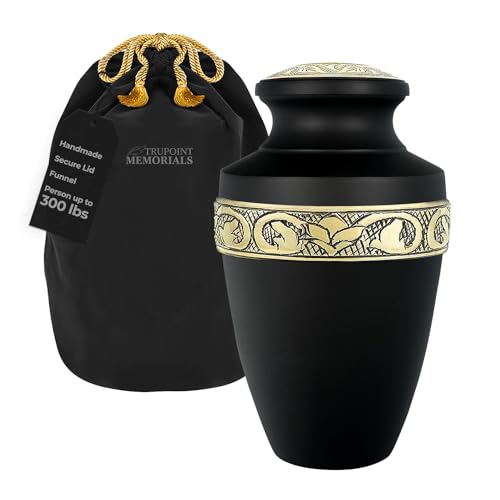 Trupoint Memorials Cremation Urns for Human Ashes, Funeral Memorial Urn for Male and Female, Decorative Burial Grecian Urn Collection for Adult Men & Women – Grecian Black Gold, XL (300 LB) - color: Black, size: Extra Large