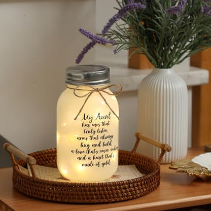 Maracco Aunt Gifts from Niece Nephew, Mason Jar Night Lights Birthday Gifts for Aunts, Auntie Gift Ideas, Best Aunt Ever Gift, Great Favorite Auntie Mason Jar (30oz) - color: Clear