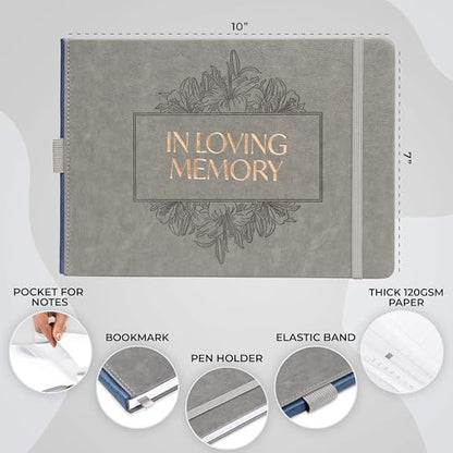 Skyline Funeral Guest Book, Memorial Service Sign-In, Gray - color: Gray
