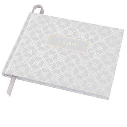 Global Printed Products Wedding Guest Book, 9"x7", White with Gold Foil