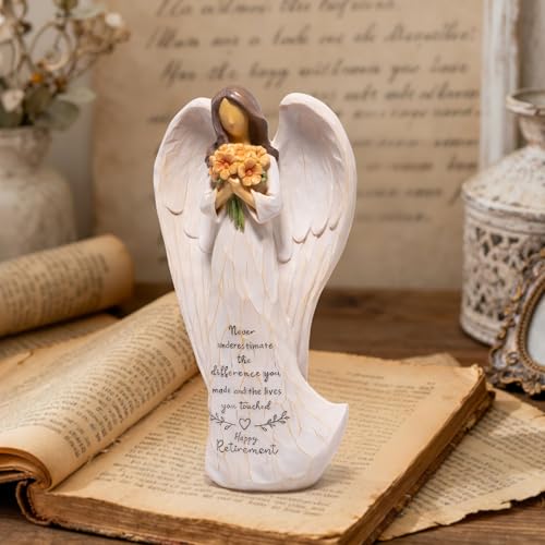 Hodao Retirement Gift Angel Figurine for Woman | Inspirational Sentiment, Hand-Painted Resin, Retirement Keepsake for Coworker, Teacher, Nurse, Friend - style: Retirement Gifts