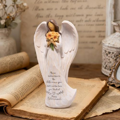 Hodao Retirement Gift Angel Figurine for Woman | Inspirational Sentiment, Hand-Painted Resin, Retirement Keepsake for Coworker, Teacher, Nurse, Friend - style: Retirement Gifts