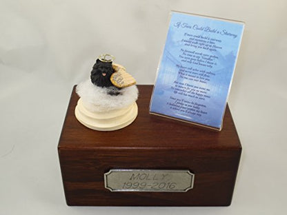 Conversation Concepts Beautiful Paulownia Small Wooden Urn with Black Pomeranian Stairway to Heaven Figurine with Poem & Personalized Pewter Engraving - color: Black Pomeranian Angel "If Tears Could Build a Stairway"