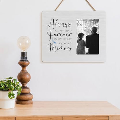 Memorial Gifts for Loss of Loved One, Sympathy Gift Picture Frame, Always on my Mind Forever in My Heart Wooden Picture Frames, 4x6 inch Photo - color: Green