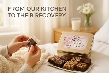 Get Well Soon Gift Baskets For Women Get Well Soon Gift Basket - 18 Individually Wrapped Brownies Freshly Baked in a Variety of Flavors - Dulcet's Signature Flavored Fudge Brownies - Gift Box Comes with Get Well Card - style: Get Well