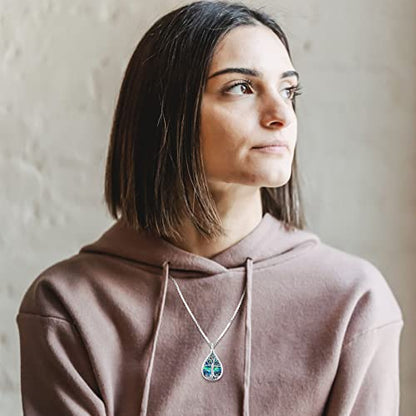 Eusense Cremation Jewelry for Ashes Urn Necklace to Put Ashes In 925 Sterling Silver Memorial Pendant Tree of Life Infinity Urn Necklaces for Ashes Necklace for Women Men - style: A-Tree of Life Urn Necklace-Abalone Shell