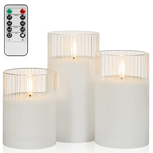 ANGELLOONG Flickering Flameless Candles with Remote for Bathtub Decor - color: Clear Glass(Ribbed)