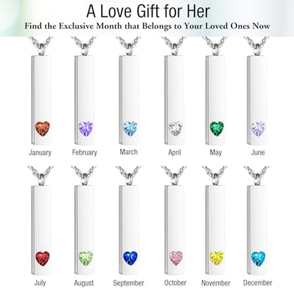 XIUDA Cremation Jewelry for Ashes with Angel Wing Charm Vertical Bar Urn Necklace Stainless Steel Memorial Keepsake Pendant for Women - color: Blue