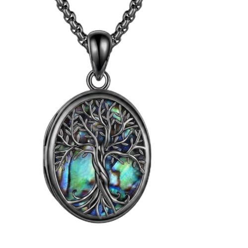 ONEFINITY Locket Necklace That Holds Picture Locket Memorial Pendant Jewelry Keepsake Gift for Men Women - color: black-Tree of Life