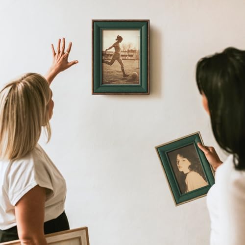5x7 Rustic Wood Picture Frame with Green Lining,Dark Wood, 5 By 7 - color: Walnut-Green, size: 5x7, 1-Pack