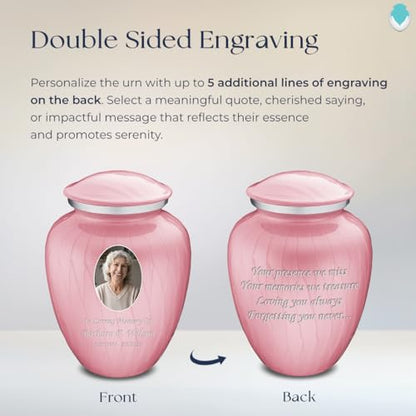 Geturns Embrace Adult Personalized Picture Cremation Urns for Human Ashes I Large Photo Pearl Light Pink Funeral Urn for Men and Women I 200 lbs - color: Pearl Pink