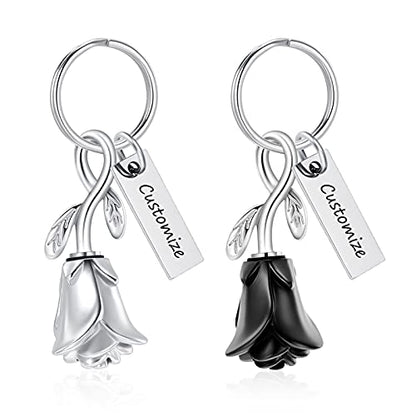 constantlife Rose Flower Urn Keychain Cremation Jewelry for Ashes, Stainless Steel Memorial Pendant Gift Funeral Keepsake - color: Customize