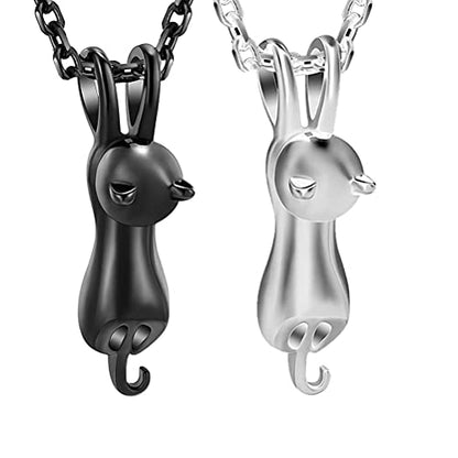 Cute Cat Urn Necklace for Ashes for Pet Love Animal Cat Cremation Ash Memorial Keepsake Pendant Necklaces - color: Black