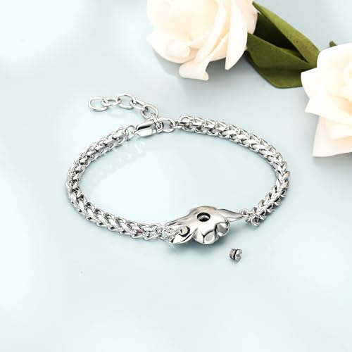 Imrsanl Rose Flower Women's Link Urn Bracelet for Ashes Stainless Steel Cremation Urn Bracelet Bangle for Ashes Keepsake Memorial Jewelry - color: Silver