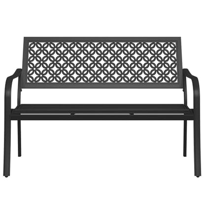 Grand patio 50" Outdoor Bench, Garden Bench with Armrests, Black | Anti-Rust Metal Powder Coated Frame, Patio Bench for Front Porch Park Outside Furniture - color: Black