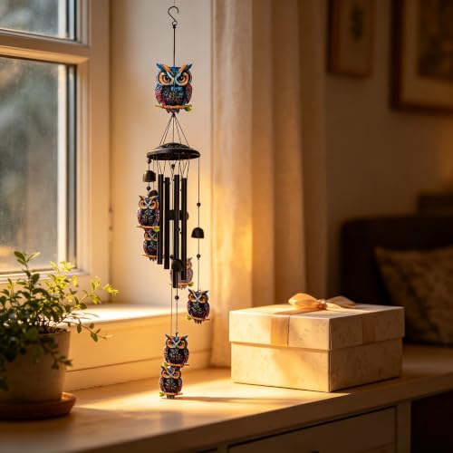 Wind Chimes for Outside, Owl Garden Windchimes Memorial Windchimes - color: Owl Wind Chimes