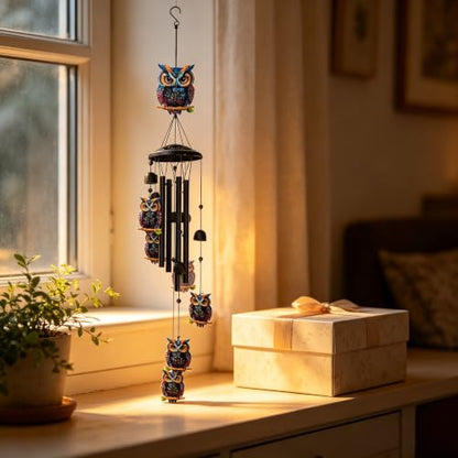 Wind Chimes for Outside, Owl Garden Windchimes Memorial Windchimes - color: Owl Wind Chimes