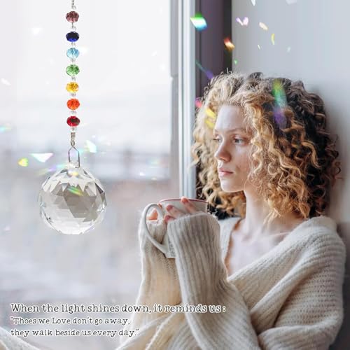 Hgelda Mom Sympathy Gifts for Loss Crystal Suncatcher Ornaments - color: Mom