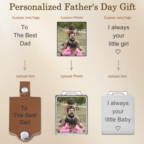 Double Sided Custom Keychain With Picture Alloy Color Printing Personalized Photo Keychain Customizable Text Gifts - color: D-fathers Day