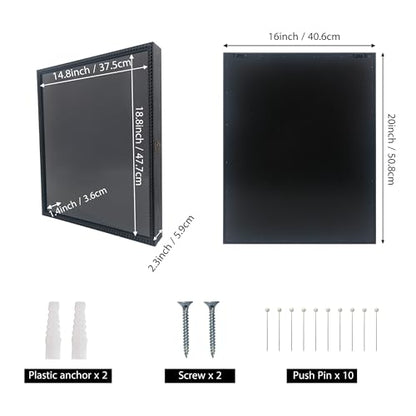 FramePro Large Shadow Box Black 16x20 Front Open with Hinge Beaded Designed, Graduation Cap and Gown Picture Keepsake Box with Linen Back - color: Black, size: 16x20