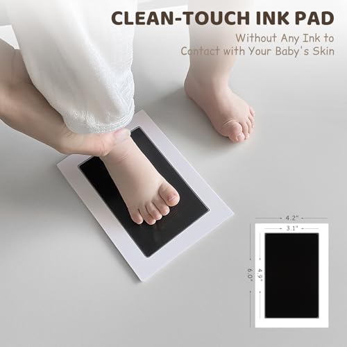 2 Park Baby Footprint Kit with 1 Wooden Frame, No Mess Inkless Hand and Footprint Kit, Clean-Touch Ink Pads for Fingerprint Stamps, Paw Print Kit for Dogs Cats, Baby Shower Gifts Keepsake for New Mom - size: M-2park