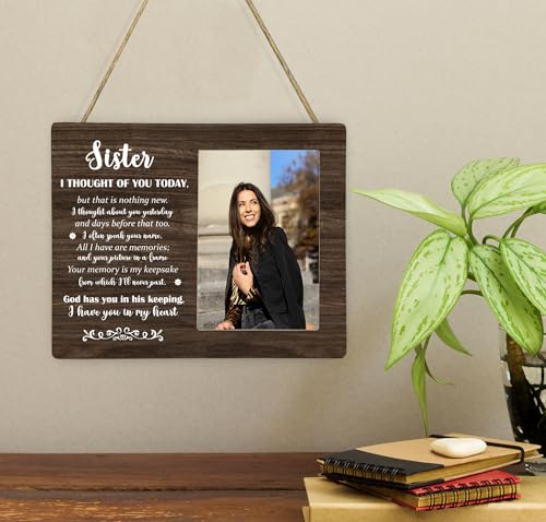 Sister Memorial Picture Frame, Sympathy Wooden Photo Frame Gifts for Loss of Sister, 4x6 inch Photo - style: Sister Memorial