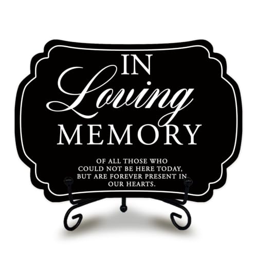 Wedding Table Sign - In Loving Memory - with Metal Stand, Wooden Reception Decor, 5x7 Inch Wedding Signs for Memory Table, Wedding Party, Pet Souvenirs, and other decorations & accessories (Black)- 07