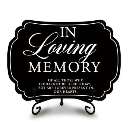 Wedding Table Sign - In Loving Memory - with Metal Stand, Wooden Reception Decor, 5x7 Inch Wedding Signs for Memory Table, Wedding Party, Pet Souvenirs, and other decorations & accessories (Black)- 07