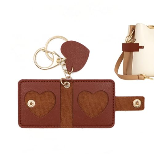 ARFUKA PU Leather Mini Photo Keychain Easy-Open Pocket Album Keyring & Bag Charm Holds 2 Photos