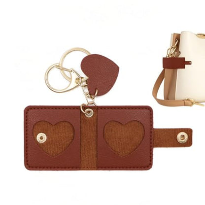 ARFUKA PU Leather Mini Photo Keychain Easy-Open Pocket Album Keyring & Bag Charm Holds 2 Photos