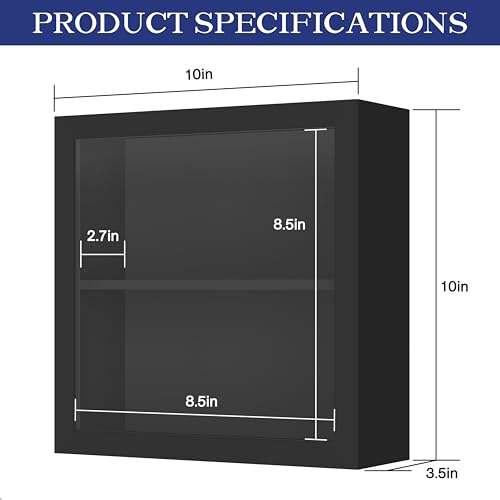 An&He 10x10 Shadow Box Frame Engineered Wood | with a 2.7" Usable Display Depth | Includes Acid-Free Backing Board, UV Resistant Acrylic, and Hanging Hardware-Black - size: Black 10x10