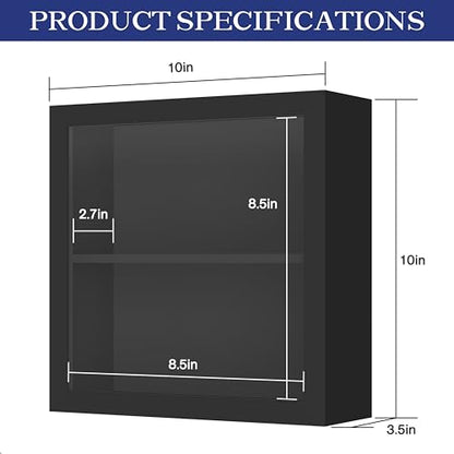 An&He 10x10 Shadow Box Frame Engineered Wood | with a 2.7" Usable Display Depth | Includes Acid-Free Backing Board, UV Resistant Acrylic, and Hanging Hardware-Black - size: Black 10x10