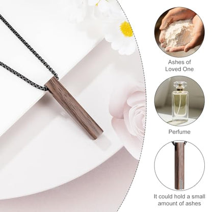 abooxiu Urn Necklace for Human Ashes Cremation Jewelry for Ashes Stainless Steel Keepsake Ashes Necklace Memorial Urn Jewelry Pendant for Women Men - Forever in my heart - style: Wood Texture Finish