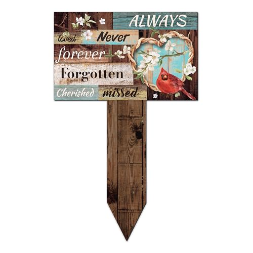 BUoonyer Stake Graves Cemetery Decorations - Colorlife Cardinal Metal Memorial Grave Markers, Cardinals Bird Graveyard Sympathy Plaque, Remembrance Graveside Burial Decor Sign for Outdoor Outside Yard