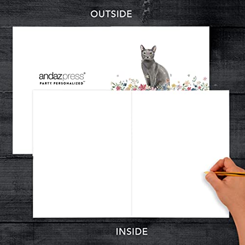 Andaz Press Jumbo Pet Sympathy Card with Envelope, Sorry For Your Loss Card, Russian Blue Cat, Pet Loss, Cat Grief Bereavement Card with Big Blank Space to Send to Friends, Family, 8.5" x 11", 1-Pack - color: Russian Blue Cat