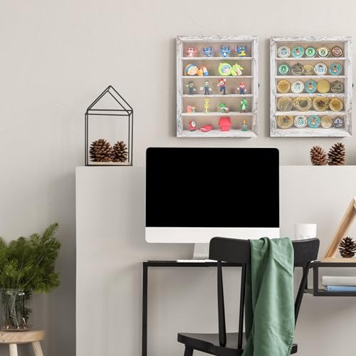 11x14 Wooden Shadow Box Frame with Removable Shelves Deep Display Case for Military Medals Keepsakes White - color: White, size: 11x14