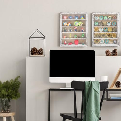 11x14 Wooden Shadow Box Frame with Removable Shelves Deep Display Case for Military Medals Keepsakes White - color: White, size: 11x14