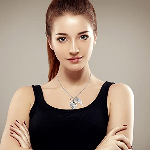 Dletay Heart Cremation Necklace for Ashes Cremation Jewelry with 12 Birthstones Urn Necklace for Ashes-Your Wings were Ready but My Heart was Not - style: Daughter