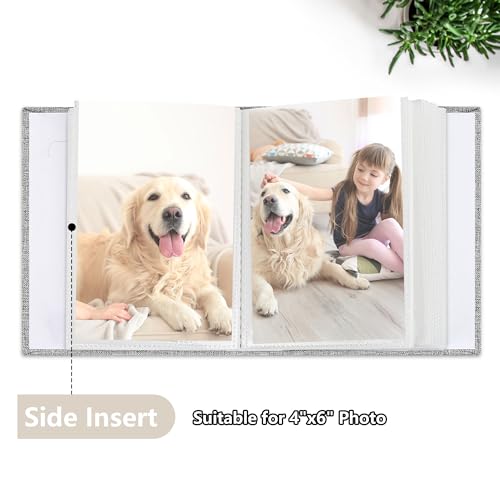 Photo Album 4x6 52 Pockets Photo Albums with Linen Cover Picture Albums for Family, Wedding, Baby, Photo Book Holds Vertical Pictures Grey - color: Grey, size: 52 Pockets