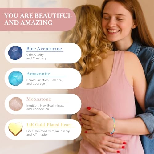 yupoxiu Natural Stone Bracelets - Inspirational Birthday Gifts for Women | Thinking of You & Get Well Soon Gifts for Women, Unique Jewelry Gift for Friend, Sister, Her - style: I-Blue Aventurine & you're
