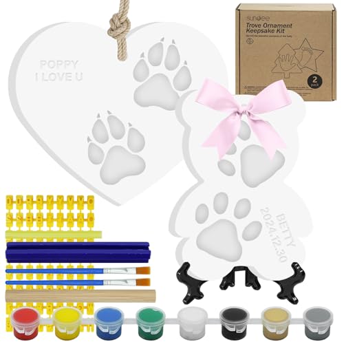 Baby & Pet Handprint Footprint Paw Print Keepsake Kit – Non-Toxic Air-Dry Clay, Makes 2 Ornaments, Perfect for Twins, Newborn, Dogs, Cats, Baby Shower, New Mom & Pet Memorial Gifts