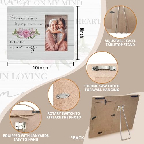 In Loving Memory Picture Frames, Memorial Picture Photo Frames, In Memory of Loved One Gifts, Sympathy Gift, Always on my Mind Forever in My Heart Wood Picture Frames for 4x6 Photos