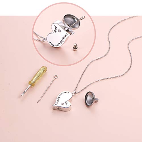 Ladytree 925 Sterling Silver Cremation Urn Necklace for Ashes - style: Dad