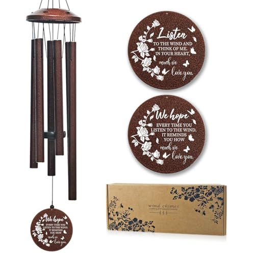 Memorial Wind Chimes for Loss of Loved One - 36'' Outside Sympathy Wind Chimes Gifts for Loss of Loved One, Windchimes in Memory of Loved One, Home Outdoor Garden Porch Patio Decor - color: Brown