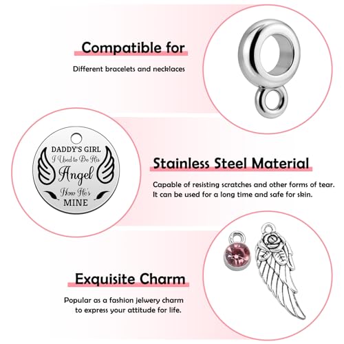 Heigebi Memorial Gifts for Loss of Dad Dangle Charms for Bracelets Necklace In Memory of Daddy Remembrance Keepsake Jewelry for Daughter Son Loss of Father Sympathy Bereavement Gifts