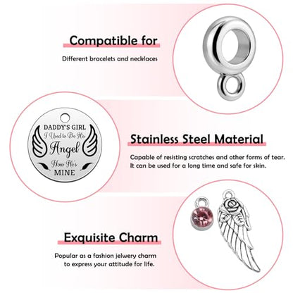 Heigebi Memorial Gifts for Loss of Dad Dangle Charms for Bracelets Necklace In Memory of Daddy Remembrance Keepsake Jewelry for Daughter Son Loss of Father Sympathy Bereavement Gifts
